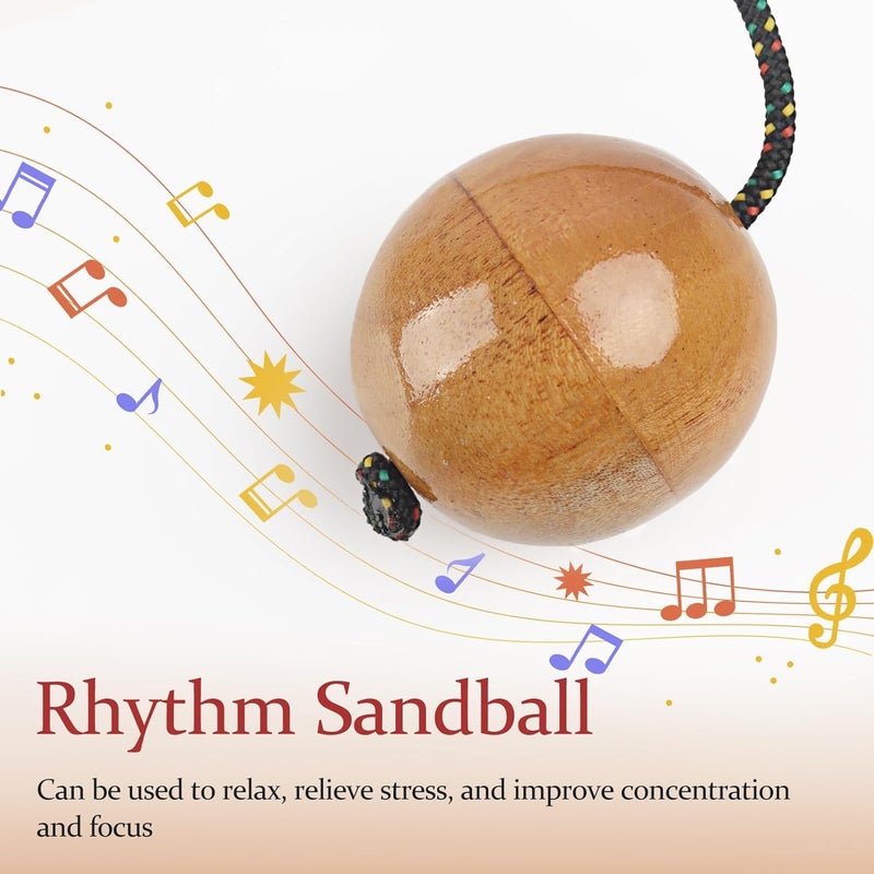 GOGHOST 1 Pack Wooden Kashaka Shaker, Asalato Instrument Rhythmic Ball, Adjustable Length African Shakers, Traditional Aslatuas Double Balls Hand Percussion for Performances - Image 4